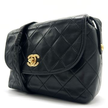 1円【最高級】CHANEL シャネル マトラッセ ラムスキン ショルダーバッグ ターンロック シール有り ブラック レディース ゴールド金具 希少