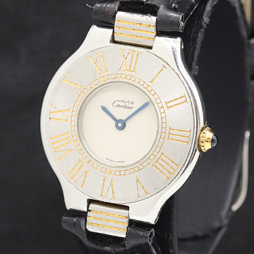 1円 保 稼働 カルティエ マスト21 ヴァンテアン B11732 QZ アイボリー文字盤 メンズ腕時計 0662200 1TLT SMZ