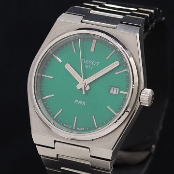 1円 稼働 良品 箱付 ティソ PRX T137.210.11.081.00 SS QZ グリーン文字盤 メンズ腕時計 2011000 1MGY KMT