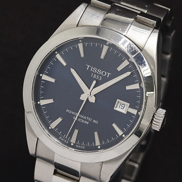 1円 保/箱付 稼働 良品 ティソ パワーマチック80 T127407A AT/自動巻き ブルー文字盤 メンズ腕時計 2011000 1MGY MST