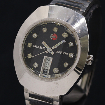 1円 稼働 ラドー ダイヤスター 8-62500083 11P AT/自動巻 ブラック文字盤 メンズ腕時計 0066000 1MGT KMT