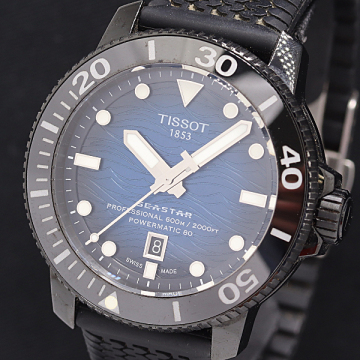 1円 箱付 稼働 良品 ティソ シースター T120.607.37.041.00 AT/自動巻 ブルー文字盤 メンズ腕時計 0007700 1MGT MTY