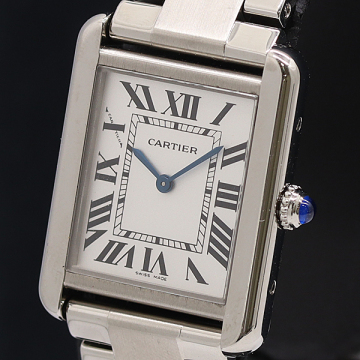 1円 カルティエ タンクソロ 3170 W5200013 QZ シルバー文字盤 レディース腕時計 0007810 1BKT SMZ