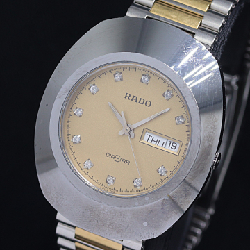 1円 保/箱付 稼働 ラドー ダイヤスター 12PD 114.0391.3 QZ ゴールド文字盤 メンズ腕時計 2011000 1MGY MST