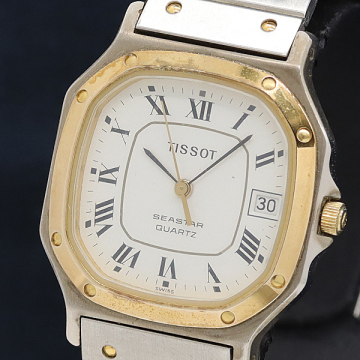 1円 保/箱付 稼働 ティソ QZ ホワイト文字盤 メンズ腕時計 2000000 1NBG MTY