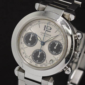 1円 稼働 カルティエ パシャ 2412 841891UF AT/自動巻 シルバー文字盤 クロノグラフ メンズ腕時計 2844710 10OKT IGR