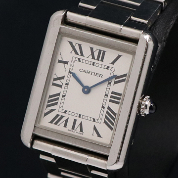1円 稼働 カルティエ W5200013 タンクソロ シルバー文字盤 QZ レディース腕時計 2199120 11GTT KMR