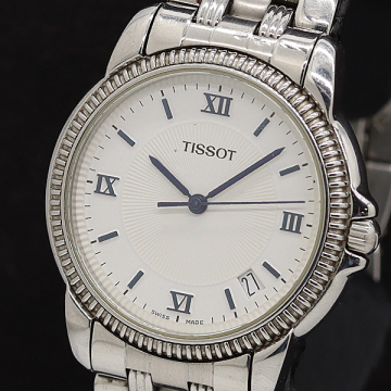 1円 稼働 ティソ QZ C277/377C デイト 白文字盤 メンズ腕時計 2000000 1APY IKE