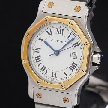 1円 稼働 カルティエ サントスオクタゴン YG&times;SS AT/自動巻 ホワイト文字盤 ボーイズ/メンズ腕時計 0637120 1ANT SMZ