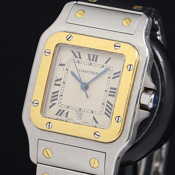 1円 稼働 カルティエ サントスガルベLM YG&times;SS 187901 73296 QZ アイボリー文字盤 メンズ腕時計 0018040 1ERT SMZ