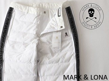 1円 韓国限定★MARK&LONA マーク＆ロナ★アイアンスカルロゴサイドライン中綿パンツL★48【MTM-1D-AT77】ホワイト白【本物保証】日本未発売