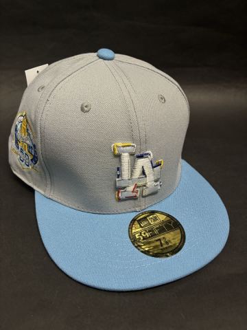 ニューエラ&times;LAドジャース60周年2トーンアートロゴモデルキャップ5/8グレーブルー