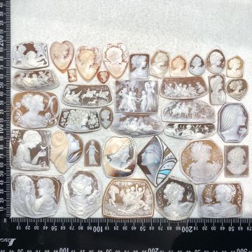 大量!!☆シェルカメオおまとめ232.7g☆j 約1163.5ct ルース 裸石 宝石 shell cameo ブローチ 貴婦人 彫刻 アンティーク 作家物 w4す49