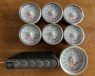 [超希少][絶版]Defi link 初期型 白色 全種類 点灯＆動作確認済み ホワイト 旧型 60&phi; ハーネス無し 