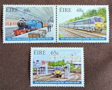 アイルランド　2005 ダブリン・ベルファスト鉄道150年 3種　交通　列車　汽車　乗り物　蒸気機関車　輸送　運搬　運送　未使用糊あり