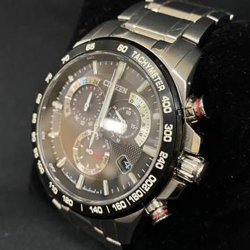 1円～ 6TN43421226 CITIZEN シチズン エコドライブ デイト E610-S104831 電波ソーラー SS メンズ 腕時計 純正ベルト 動作未確認 現状品