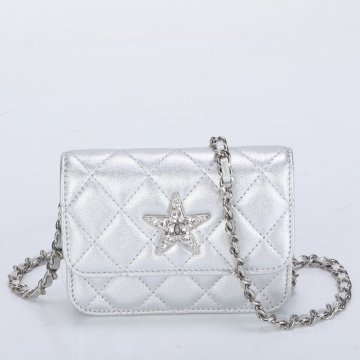 1円■新品同様■シャネル■シリアルシール付■マトラッセ スター チェーン ラム レザー ショルダーバッグ 斜め掛け レディース EUE BX1-1