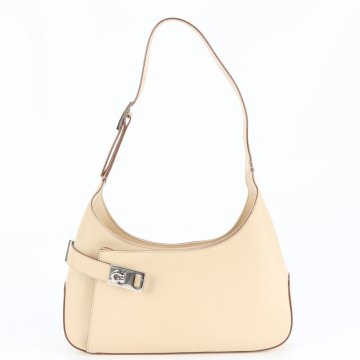 1円■美品■サルヴァトーレフェラガモ ガンチーニ レザー ショルダーバッグ 肩掛け ワンショルダー トート ベージュ レディース EEE DI32-4