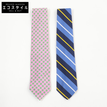 新品同様 1円 POLO RALPH LAUREN ポロ ラルフローレン ブルーレジメン ピンク 小紋 シルク ネクタイ 計2点