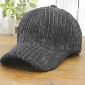 ワイドウェール　コーデユロイ　ブラック　キャップ　サイズ調整可能　送料\450 　男女OK　メンズ　レディース