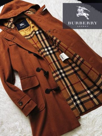 p20 スペイン製!!! 一期一会！定価24万●BURBERRY LONDON●最高級羊毛メリノウール　ダッフルコート バーバリーウール　コート メンズ 