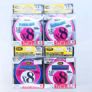 4個セット【未使用品】デュエル ハードコア PEx8 (8本撚り) 0.6号-200m/1.0号-200m/1.2号-200m◆エギング シーバス 鯛ラバ 船釣りに◆f226L