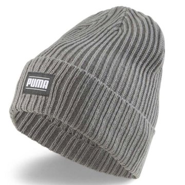 ○送料390円可能商品 プーマ PUMA 新品 保温 防寒 リブ クラシック カフ ビーニー ニット帽 キャップ 帽子 灰[024038-03-5760] 七★QWER★