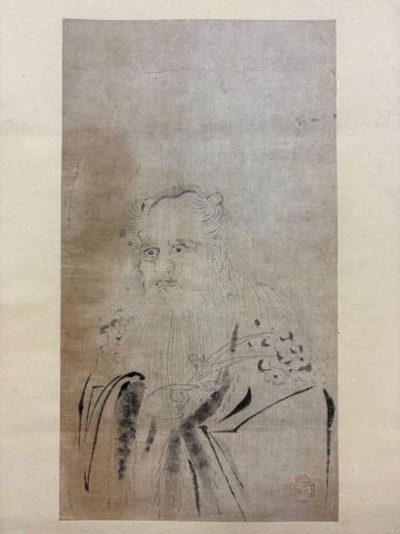 【真作】宮本武蔵 神農図 掛軸 水墨画 # 二天一流 剣豪 江戸 兵法家 画家 日本画 鎌倉 室町 寿老人 肉筆