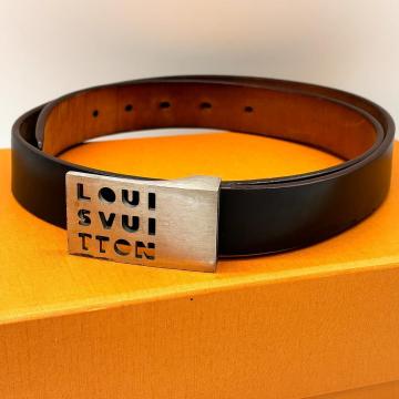 美品　ルイヴィトン　サンチュール　ベルト　LSTロゴバックル　ダークブラウン