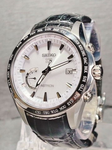 美品 セイコー アストロン ソーラー チタン GPS衛星電波 クロコダイルバンド 8Xシリーズ SBXB093 8X22 定価198,000円