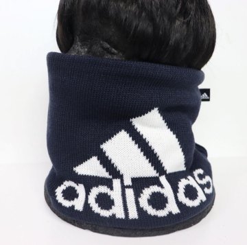 アディダス adidas 新品 防寒 保温 暖かい 裏起毛 ビッグロゴ ニット ネックウォーマー スヌード マフラー 紺[HN6689] VCXZ