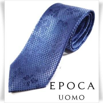 新品1円～★定価1.4万 エポカ ウォモ EPOCA UOMO 日本製 シルク絹100% ネクタイ 織柄 ネイビー 正規店本物 ◆4515◆