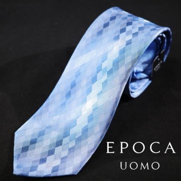 新品1円～★定価1.4万 エポカ ウォモ EPOCA UOMO 日本製 シルク絹100% ネクタイ 織柄 ブルー 正規店本物 ◆4595◆