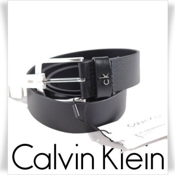 新品1円～★Calvin Klein カルバンクライン メンズ 牛革レザー ベルト 80 黒 ブラック ロゴ 正規店本物 バックル 正規店本物 ◆4648◆