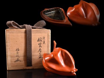 【雲】某名家委託品 乾漆 酸漿 鬼灯 香合 共箱 古美術品(茶道具 旧家蔵出)Y8176 CTAoklp