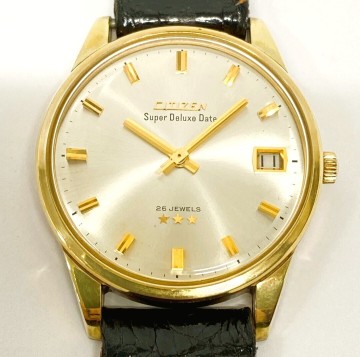 ha4246-8 212再 CITIZEN シチズン Super Deluxe Date 25石 51402-Y シルバー文字盤 手巻 デイト 14K GOLD FILLED メンズ 腕時計 箱付 稼働