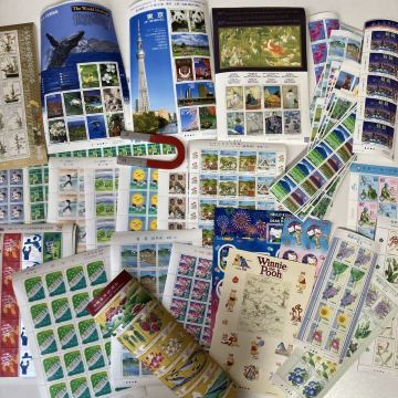 未使用 日本切手 シート 額面約70,850円分 世界遺産 パンダ 旅の風景 キティ プー 私の愛唱歌 いけばなの歴史 京都国立近代美術館 まとめて