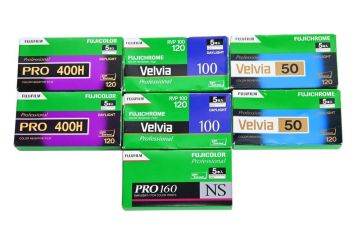1042 期限切れ FUJIFILM 120 PRO 400H Pro 160 NS Velvia 100 Velvia 50 中判カメラ用フィルム 7箱 35本