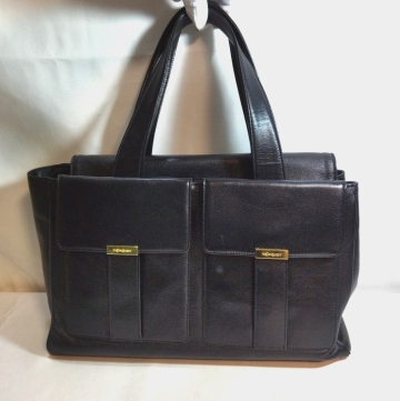 【イヴサンローラン】 Yves Saint Laurent YSL vintage ヴィンテージ レザーハンドバッグ トートバッグ 鞄 黒 ブラック_0JL_C1225-J01E