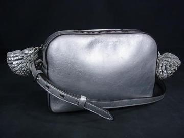 1円 J&M DAVIDSON ジェイアンドエムデヴィッドソン レザー ショルダーバッグ クロスボディ 斜め掛けかばん レディース シルバー系 BN7339