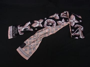 1円 ■美品■ LOUIS VUITTON ルイヴィトン M78848 モノグラム バンドー アルティメット 3D ツイリー リボンスカーフ ブラック系 FV6325