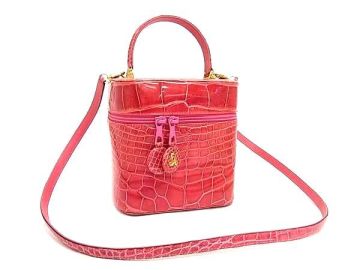 1円 ■極上■本物■美品■ santagostino サンタゴスティーノ クロコダイル 2WAY ハンドバッグ ショルダー 斜め掛け ピンク系 BQ3219