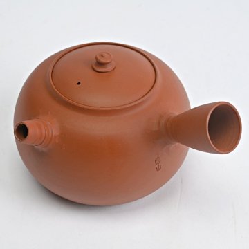 IL2410◆山田常山　常滑焼　朱泥　横手急須　煎茶道具◆ｈ