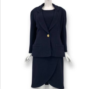 極美品 レア シャネル CHANEL ジャケット ワンピース セットアップ ネイビー0114-16 AHC3