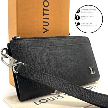 現行◆極美品◆LOUIS VUITTON ルイヴィトン ジッピードラゴンヌ タイガ LVロゴ 長財布 クラッチバッグ ブラック メンズ
