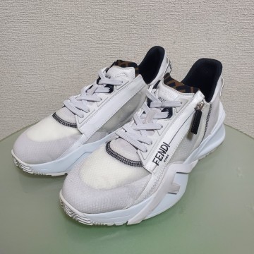 FENDI フェンディ FLOW フロー スニーカー ロートップ 7 約 25㎝ - 25.5㎝ ホワイト サイドジップ ズッカ柄 美品