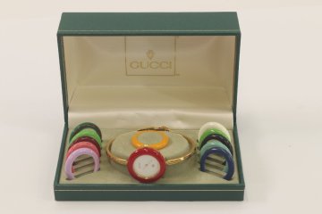 GUCCI グッチ 11/12 チェンジベゼルウォッチ 12色 バングルウォッチ クォーツ ゴールドカラー レディース 腕時計 箱付 6238-HA