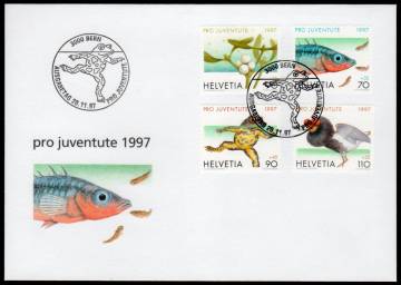 スイス　1997年　冬季慈善切手(水辺の動植物)FDCカバー(2095)