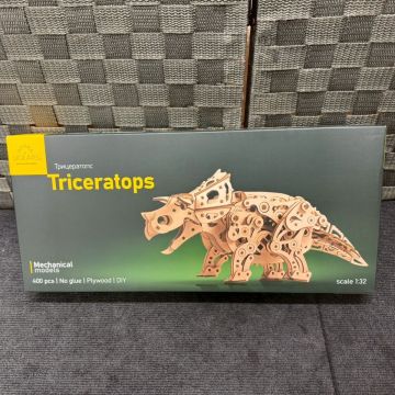 S921-C4-4403【未開封】Ugears ユーギアーズ 1/32 トリケラトプス 木製 メカニカルモデル 模型 立体パズル おもちゃ 玩具 OA