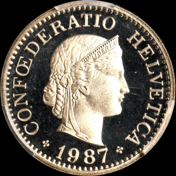 ★金終 【PCGS PR68DCAM 発行8800枚】1987B スイス 10Rap 完全未使用 プルーフ//世界コイン 古銭 貨幣 硬貨【決済期限火曜日】